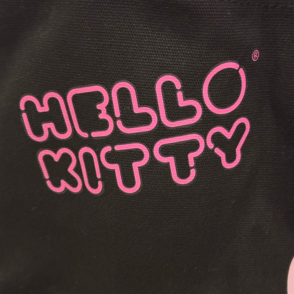 Black Canvas Tote Bag with Neon Hello Kitty Hamburger Design - Sanrio - Picture 2 of 6